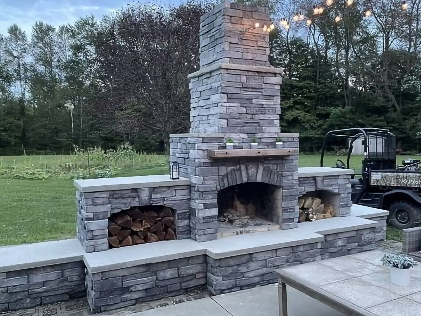 View of Masonry Fireplace Installation - Archer Chimneys & Exteriors