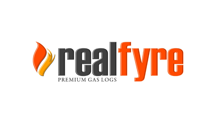 Real Fyre logo - trusted brand for quality gas logs and fireplace products.