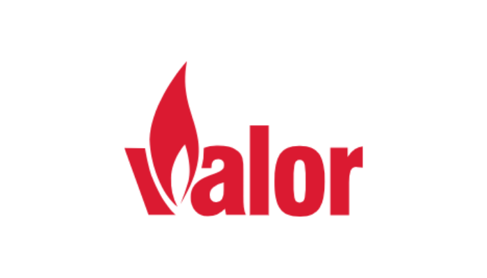 Valor logo - leading manufacturer of gas fireplaces and inserts.